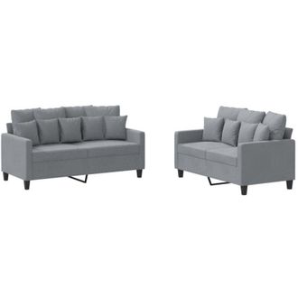 vidaXL Vidaxl - Juego De Sof&aacute;s Con Cojines 2 Piezas Tela Gris Claro