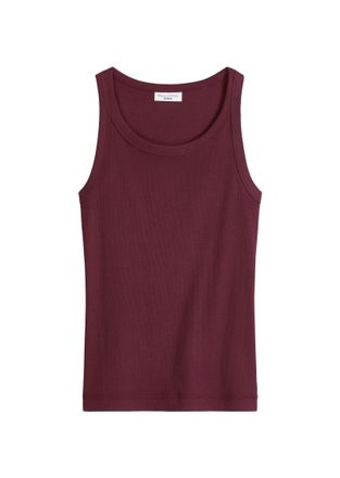 Marc O'Polo Denim Tanktop MARC OPOLO DENIM, Damen, Gr. XL, merlot rot, Jersey, Obermaterial: 96% Baumwolle, 4% Elasthan, slim fit normal, Rundhals, Tops Tanktop, slim f