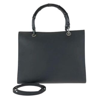 Gucci Pre-owned Handbags, female, Black, Size: ONE SIZE Pre-owned Bamboo Leather 2way bag