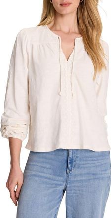 Nic+Zoe Embroidered Poet Top in Coconut at Nordstrom, Size Xx-Large