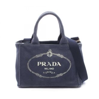 Prada Navy Canvas Handbag Tote Bag (Pre-Owned)