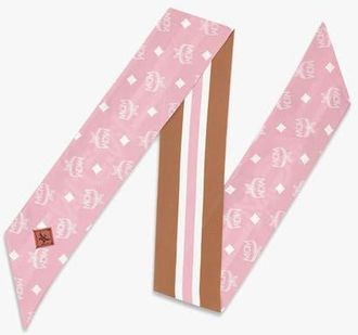 MCM Monogram Print Petite Scarf in Organic Silk in Soft Pink at Nordstrom