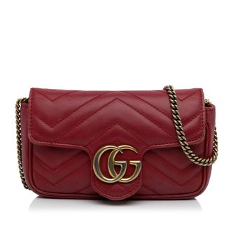 Gucci Gg Marmont Mini Schoudertas Rood Leer