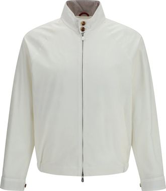 Brunello Cucinelli Mens Windproof Zip Jacket Off White White-Panama-Spago Cotton White/panama/spago