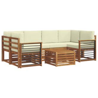 vidaXL Conjunto De Sof&aacute;s De Exterior Con Coj&iacute;n 7 Pcs Natural Y Crema Vidaxl