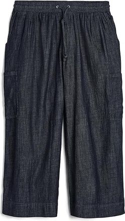 NYDJ Plus Size Whitney Crop Pull-On Cargo Pants Womens Clothing Dark Indigo : 4X 25, Cotton
