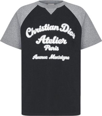 Dior Mens DIOR SS22 Alphabet Pattern Loose Short Sleeve Black T-Shirt 213J635A0677-C988
