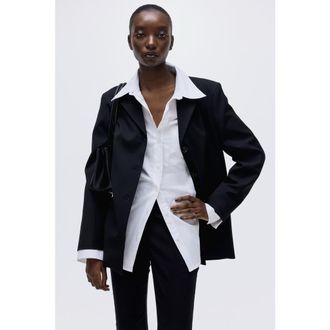 H&M Single-breasted Blazer in Black at Nordstrom, Size Xx-Small