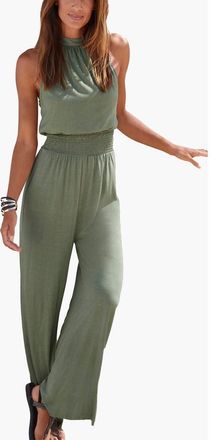 Lascana Womens Halter Neck Jumpsuit in Khaki at Nordstrom, Size 10