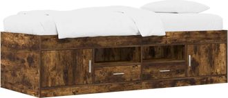 vidaXL Estructura De Cama Con Almacenamiento Roble Ahumado 80 X 200 Cm Vidaxl