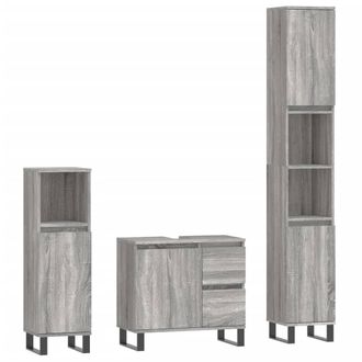 Berkfield Home 3 Piece Bathroom Furniture Set Grey Sonoma Engineered Wood