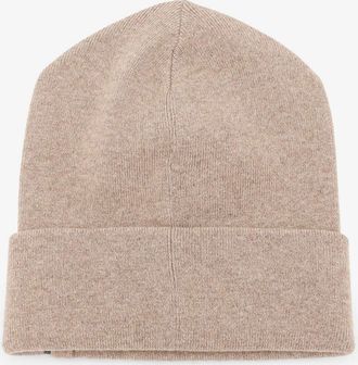 Brunello Cucinelli Womens Cashmere Hat With Monili Detail Beige