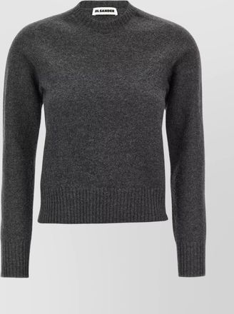 Jil Sander crew neck wool sweater with ribbed cuffs