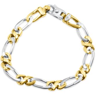 Pompeii3 Mens Figaro Link 14k Gold (31gram) or Platinum (50gram) 9mm Bracelet 8.5