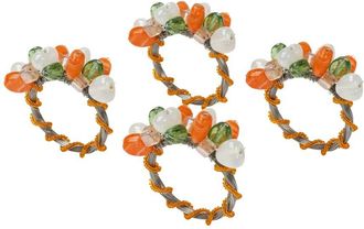 Tiramisu Set Of 4 Artisan Agate & Citrus Cluster Napkin Rings