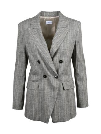 Marella Tailored Double-Breasted Jacket with Checkered Pattern