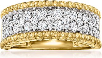 Ross-Simons Diamond Beaded-Edge Ring in 18kt Gold Over Sterling
