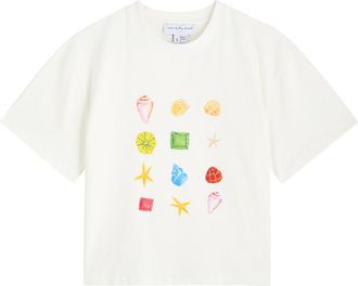 Never Fully Dressed White Shell Ioana Stretch-cotton T-shirt - XL (UK16 / XL)