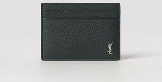 Saint Laurent Portacarte piatto Tiny Cassandre in pelle di vitello con logo YSL