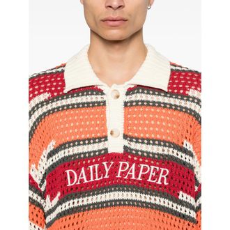 Daily Paper Clothing Striped Knit Polo Shirt