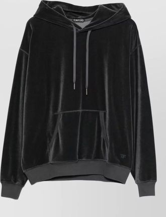 Tom Ford velour hooded sweatshirt kangaroo pocket
