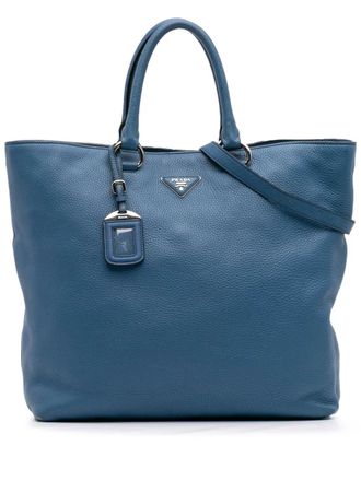 Prada 2000-2025 Vitello Daino Open Convertible Tote satchel - Blue