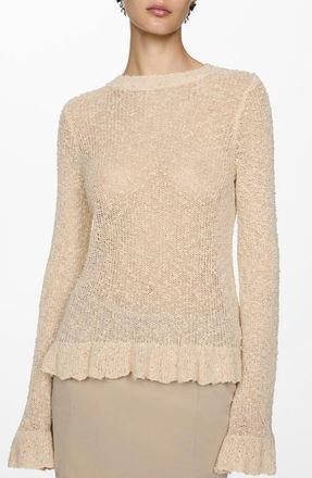 Mango Textured Knit Sweater in Natural White at Nordstrom, Size Large