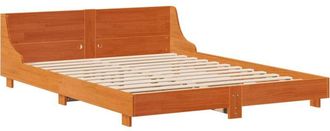 vidaXL Cama Sin Colch&oacute;n Madera Maciza De Pino Marr&oacute;n Cera 160x200 Cm Vidaxl