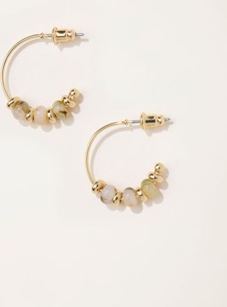 Fat Face FatFace Beaded Hoop Earrings in Natural