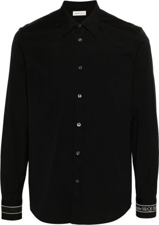 Alexander McQueen logo-strap cotton shirt - men - Spandex/Elastane/Polyester/Cotton - 15 - Black