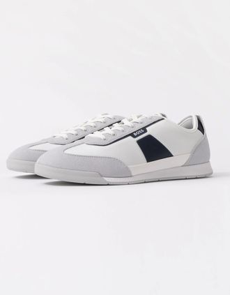 HUGO BOSS Mens BOSS Orange Nitan Mens Low-Top Trainers with Structured Trims - Open White 140 - Size: 12