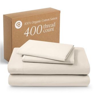 Bare Home 400 Thread Count Organic Cotton Sateen Sheet Set in French Beige at Nordstrom, Size Twin X-Long