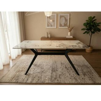 Outdoor Living San Diego Marble Top Rectangular Dining Table in Natural White