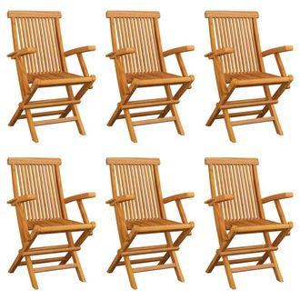 vidaXL Vidaxl - Sillas De Jard&iacute;n Plegables 6 Unidades Madera Maciza De Teca