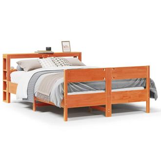 Berkfield Home Bed Frame without Mattress Wax Brown 120x200 cm Solid Wood Pine | Size: Small Double