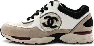 Chanel CC suede panelled sneakers - women - Calf Suede/Fabric/Rubber/Fabric - 41.5 - Neutrals