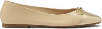 Kazar Leren ballerinas met gouden neuzen - Dames - Ballerinas - Beige - 38 EU - Leer - Schoenen