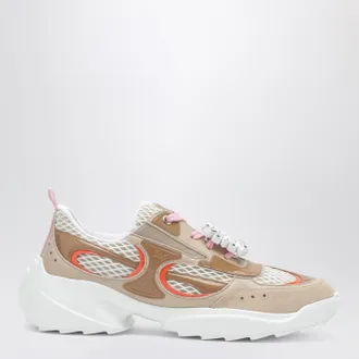 Roger Vivier Viv On The Run Beige/White Leather And Fabric Sneaker