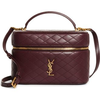 Saint Laurent Large Gaby Quilted Leather Vanity Case in Rouge Cabernet at Nordstrom