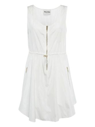 Miu Miu zip sleeveless mini dress - Bianco