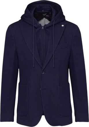 Manuel Ritz Giacca slim sfoderata in jersey - Heren - Blazers - Blauw - M - Katoen - Jassen