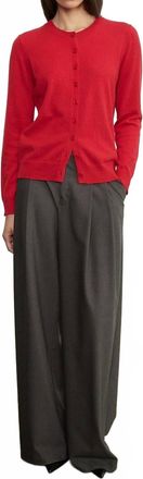 Enza Costa Cashmere Fitted Cardigan In Classic Red