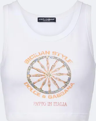Dolce & Gabbana Carretto cotton-blend jersey crop top
