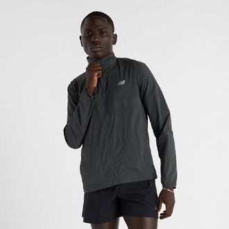New Balance Mens Athletics Reflective Packable Jacket in Black Polywoven, size X-Large