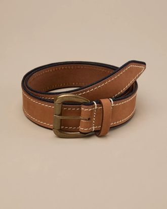 Lucky Brand Mens Leather And Denim Detail Belt