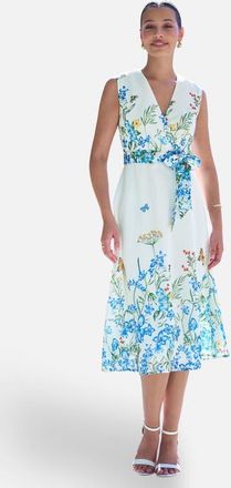 Yumi Butterfly Print Midi Wrap Dress in Ivory at Nordstrom, Size 14
