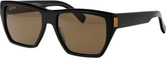 Dunhill Rechthoekige Zonnebril - Heren - Zonnebrillen - Zwart - 56 MM - Nylon - Accessoires