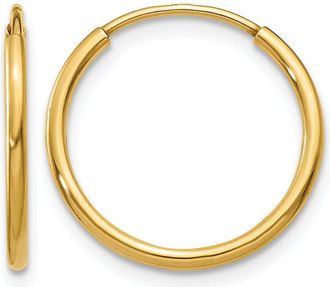 Diamond2Deal 14k Gold 1.20mm Endless Hinged Hoop Earrings
