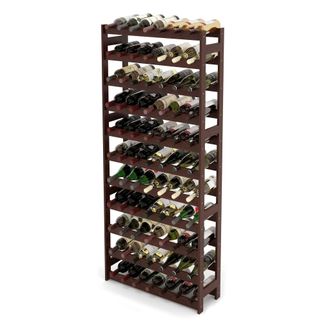 Relaxdays Botellero Relaxdays, 77 Botellas, Madera De Nogal, 166x72,5x25 Cm, Para Vino Tinto Y Blanco, Marr&oacute;n Oscuro