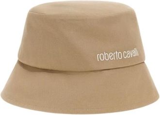 Roberto Cavalli Logo Emmerhoed - Dames - Hoeden - Bruin - ONE Size - Katoen - Accessoires